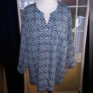 Croft & Barrow women's 1X multi-color button up shirt